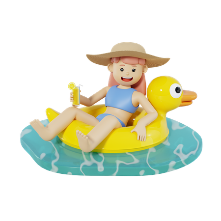 Woman In Floating Ring  3D Icon