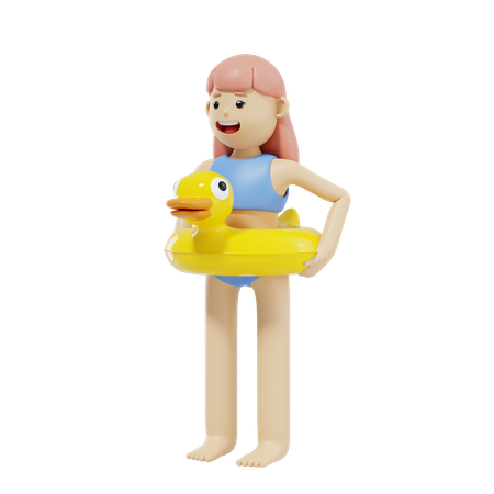 Woman In Floating Ring  3D Icon