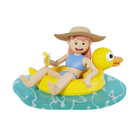 Woman In Floating Ring 3D Illustration