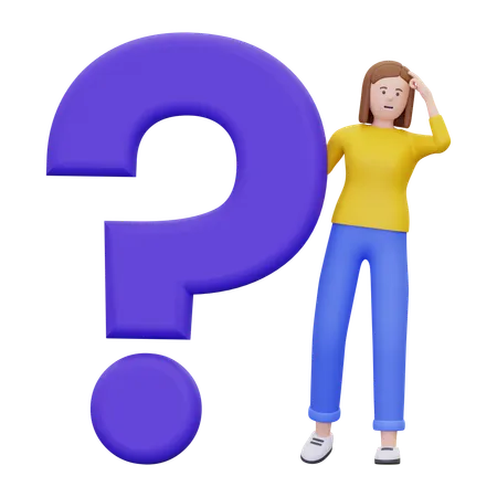 Woman Is Confused  3D Illustration