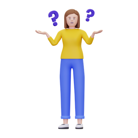 Woman Is Confused  3D Illustration