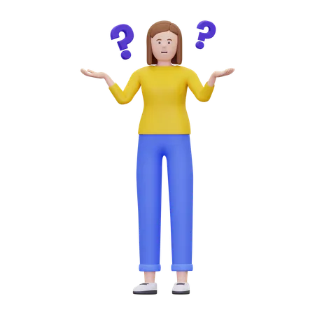 Woman Is Confused  3D Illustration