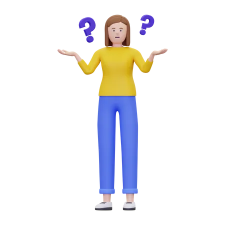 Woman Is Confused  3D Illustration