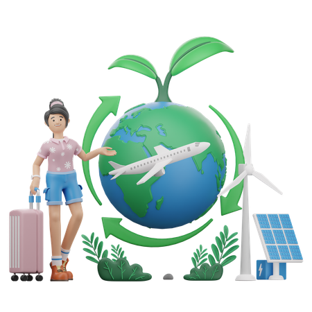 Woman Is Going On International Trip  3D Illustration
