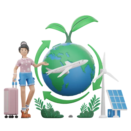 Woman Is Going On International Trip  3D Illustration