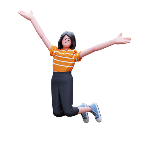Woman is jumping  3D Illustration