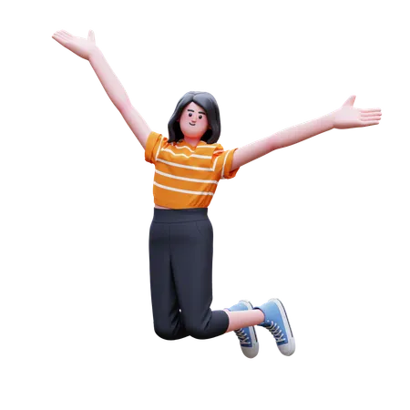 Woman is jumping  3D Illustration