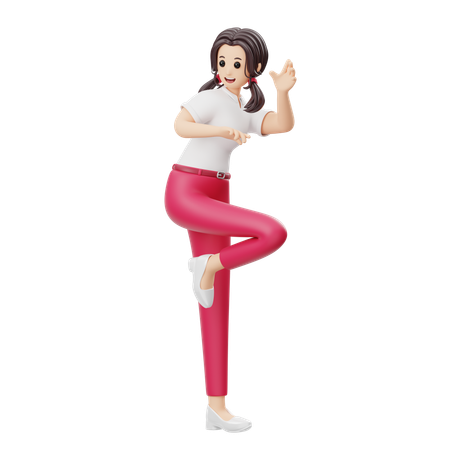 Woman Is Learning Dance Steps  3D Illustration