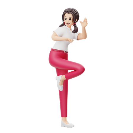 Woman Is Learning Dance Steps  3D Illustration