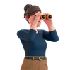 Woman Is Looking Through Binoculars