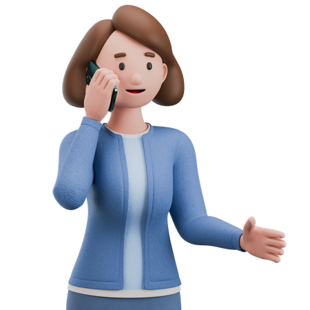 Woman Is Talking On The Phone  3D Illustration