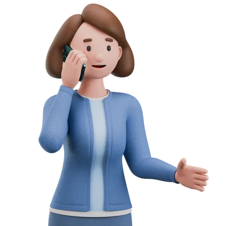 Woman Is Talking On The Phone  3D Illustration