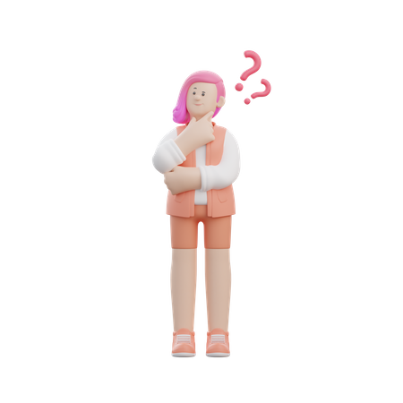 Woman is Thinking  3D Illustration