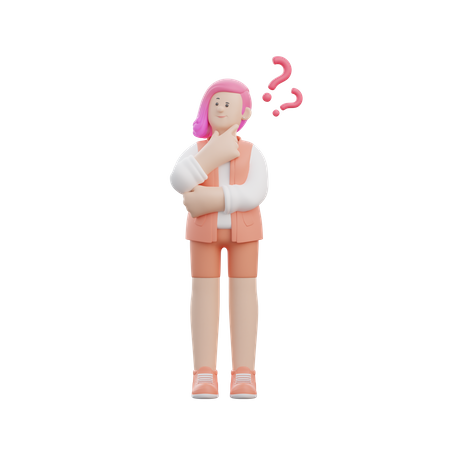 Woman is Thinking 3D Illustration