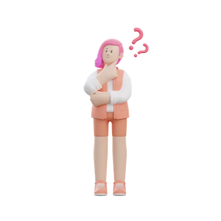 Woman is Thinking 3D Illustration