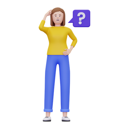 Woman Is Thinking About Something  3D Illustration