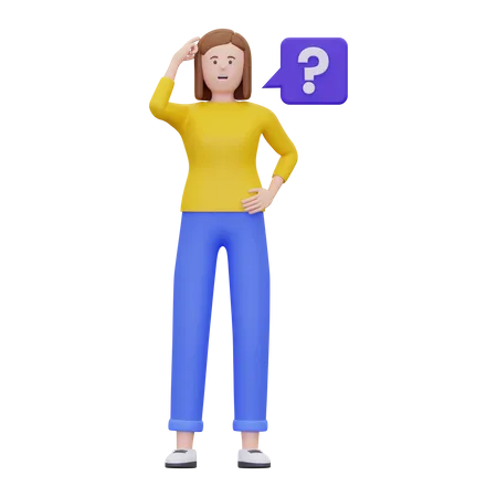Woman Is Thinking About Something  3D Illustration