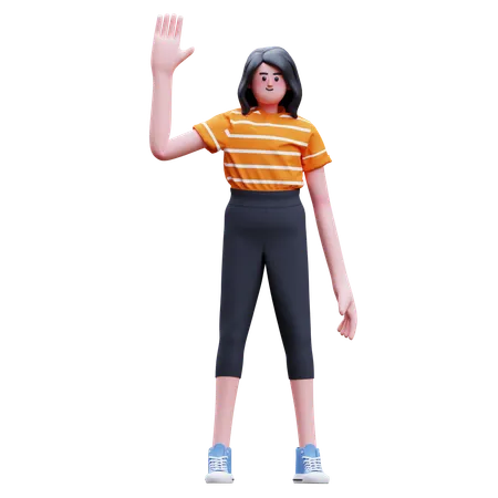 Woman is waving Hand  3D Illustration