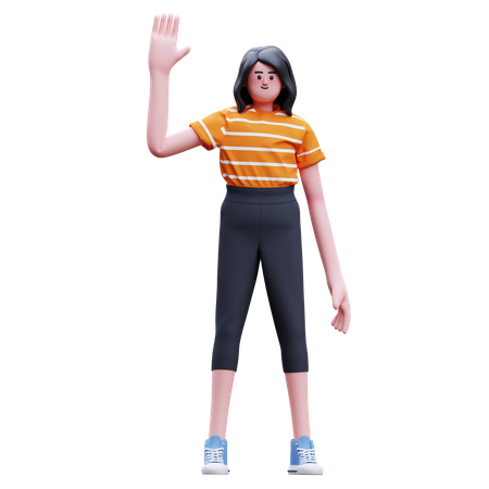 Woman is waving Hand  3D Illustration