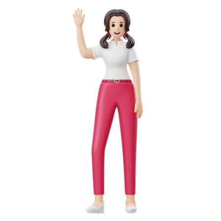 Woman Is Waving Hand  3D Illustration