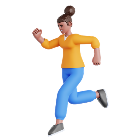 Woman Jumping Down  3D Illustration