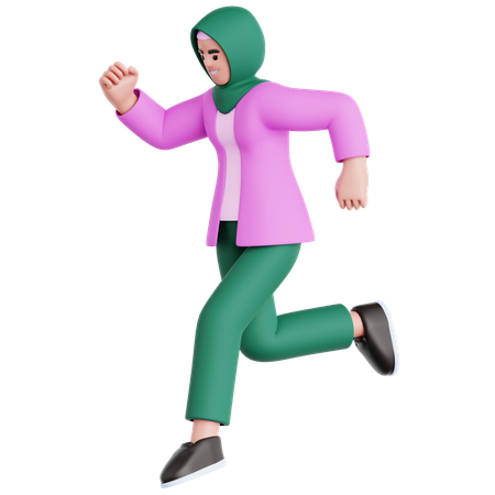 Woman Jumping Down  3D Illustration