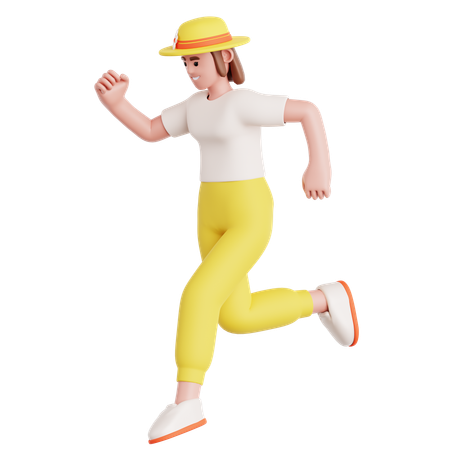 Woman Jumping Down  3D Illustration