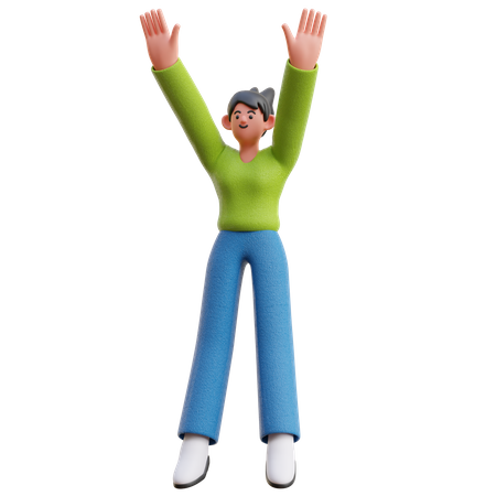 Woman Jumping Happy  3D Illustration