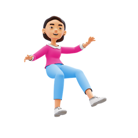 Woman jumping in air  3D Illustration