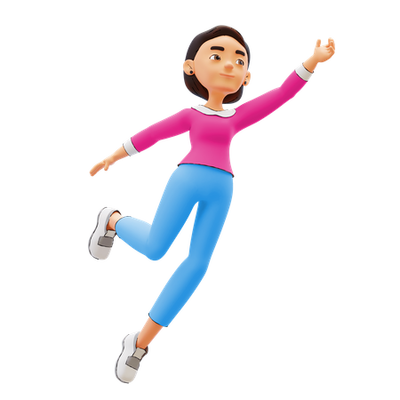 Woman jumping in air 3D Illustration