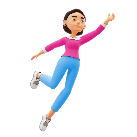 Woman jumping in air  3D Illustration