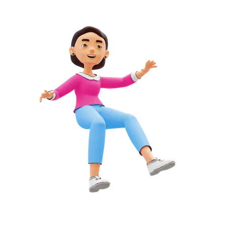Woman jumping in air  3D Illustration