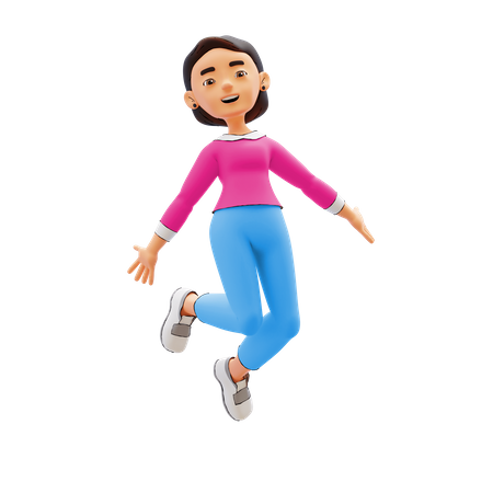 Woman jumping out of joy  3D Illustration