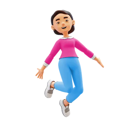 Woman jumping out of joy  3D Illustration