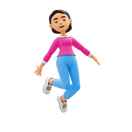 Woman jumping out of joy 3D Illustration