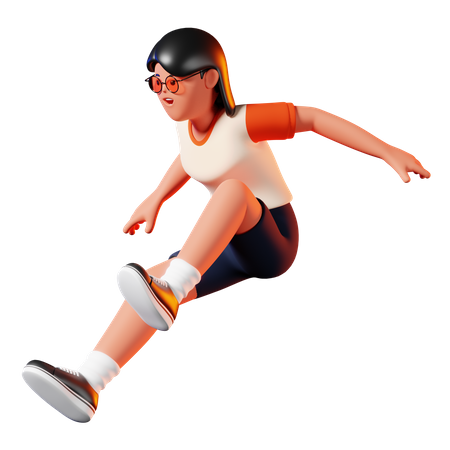 Woman Jumping Pose  3D Illustration