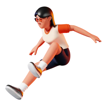 Woman Gets Excited And Jumping 3D Illustration