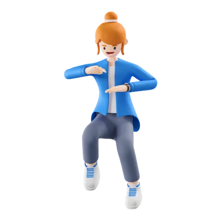 Woman jumping while dancing  3D Illustration