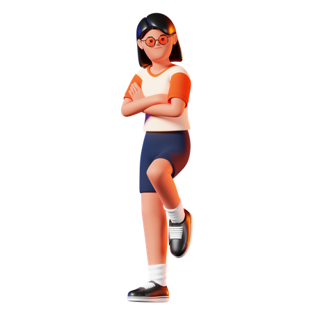 Woman Leaning Against The Wall Pose  3D Icon