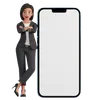 Woman leans on phone