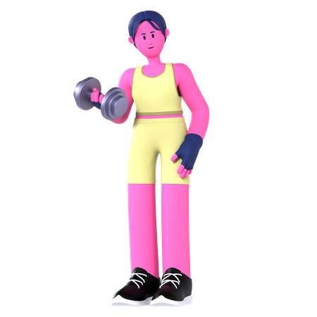 Woman Lifting Dumbbell  3D Illustration