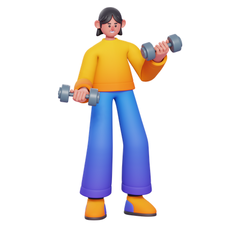 Woman Lifting Dumbbells  3D Illustration