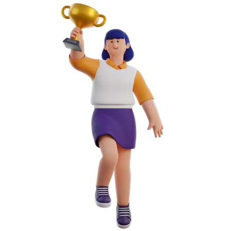 Woman Lifting Trophy  3D Icon