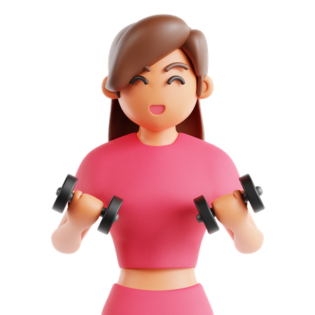 Woman Lifting Weights  3D Icon
