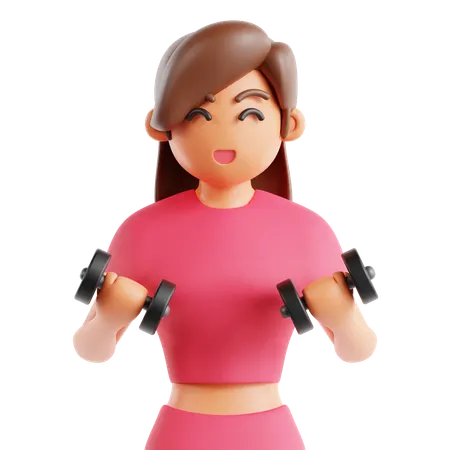 Woman Lifting Weights  3D Icon