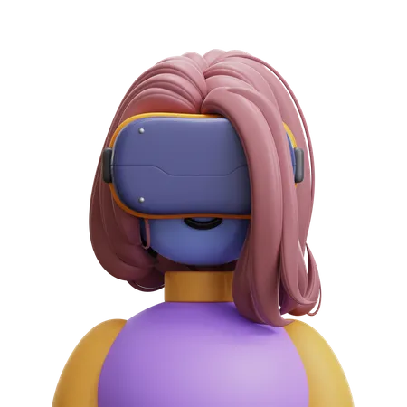 Woman Long Hair with VR Glasses  3D Icon