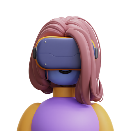 Woman Long Hair with VR Glasses 3D Icon