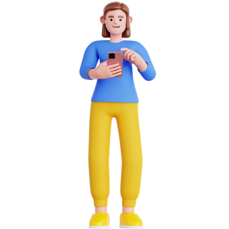 Woman Looking at His phone  3D Illustration