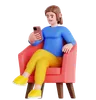 Woman Looking at Phone Sitting on Sofa