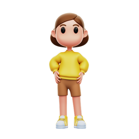 Woman Looking Confidence  3D Illustration